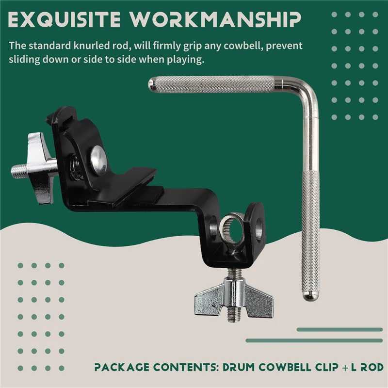 

YHOLI-Bass Drum Cowbell Clamp Cowbell Holder Accessories Percussion Mounting Bracket For Drum Drummer Instrument