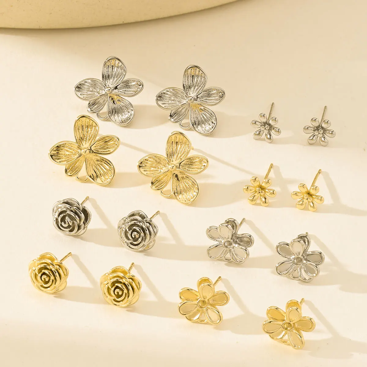 

Factory Wholesale Gold Color Brass Stud Earrings With S925 SLIVER PIN Earring Jewelry Making Supplies Diy Accessories