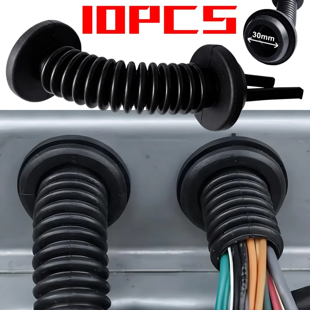 30mm Aperture Threading Protection Tube Rubber Wiring Harness Grommet Car Cable Wire Protection Sleeve for Body Sheet Metal Hole