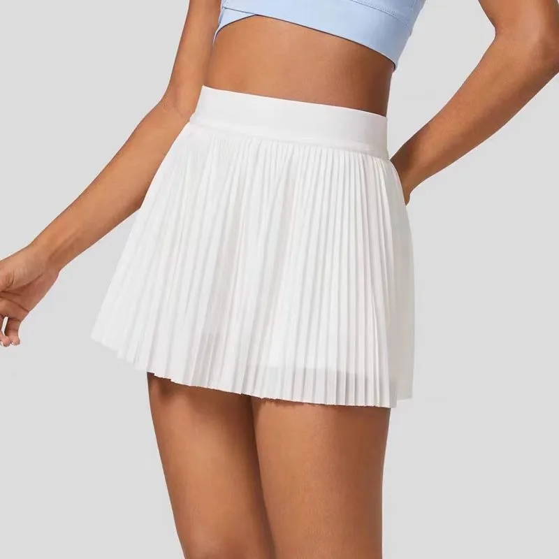 

Sean Tsing Women Pleated Tennis Sport Skirts High Waisted A-Line Skort White Fitness Golf Outdoor Training Yoga Badminton Skirt