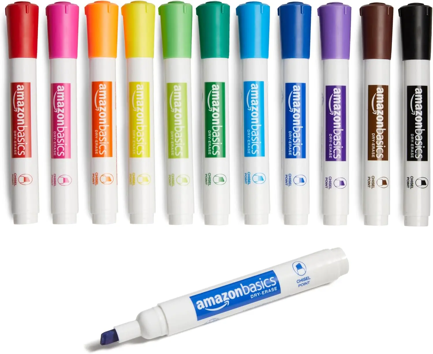 Dry Erase Whiteboard Markers, Chisel Tip Low-Odor Ink, Assorted Colors 12-Pack for Easy Writing and Erasing