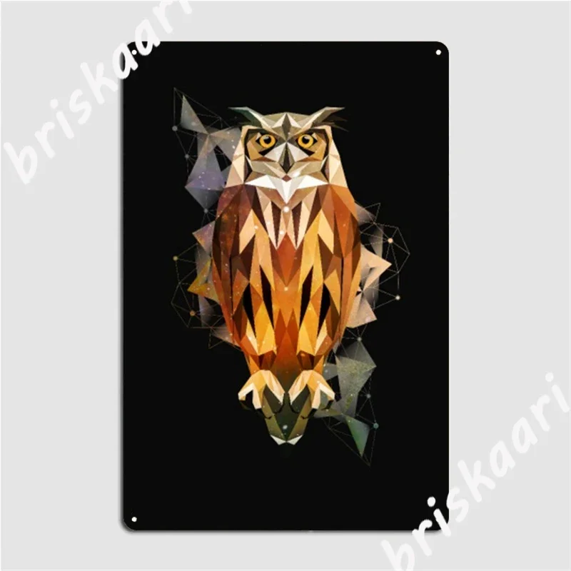 Owl Low Poly Style Metal Signs Wall pub Kitchen Wall Decor personalized Tin sign Posters