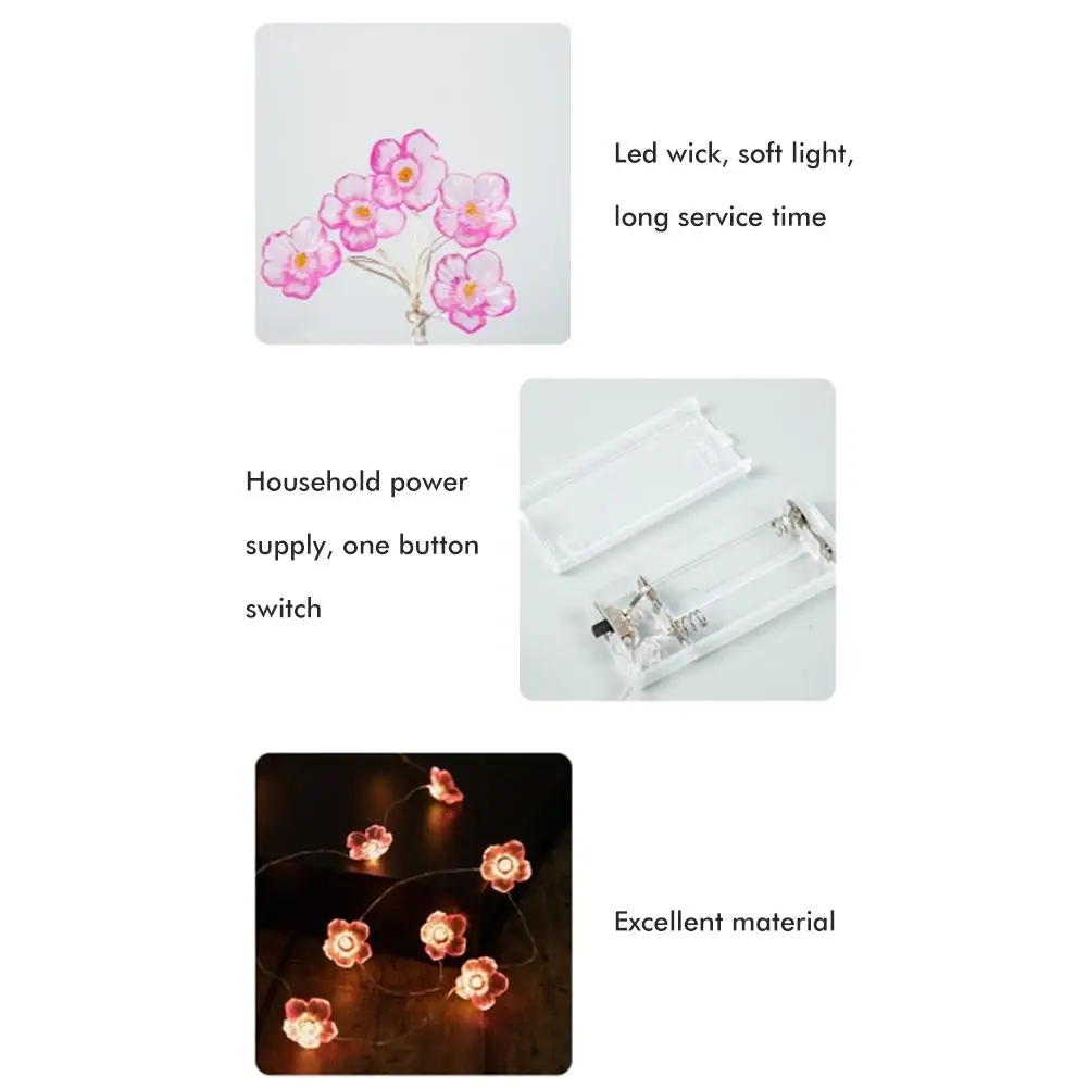 10/20 LEDs Pink Cherry Blossom Fairy String Light Christmas Holiday Decoration Led Lamp Garland Hanging Sakura Light