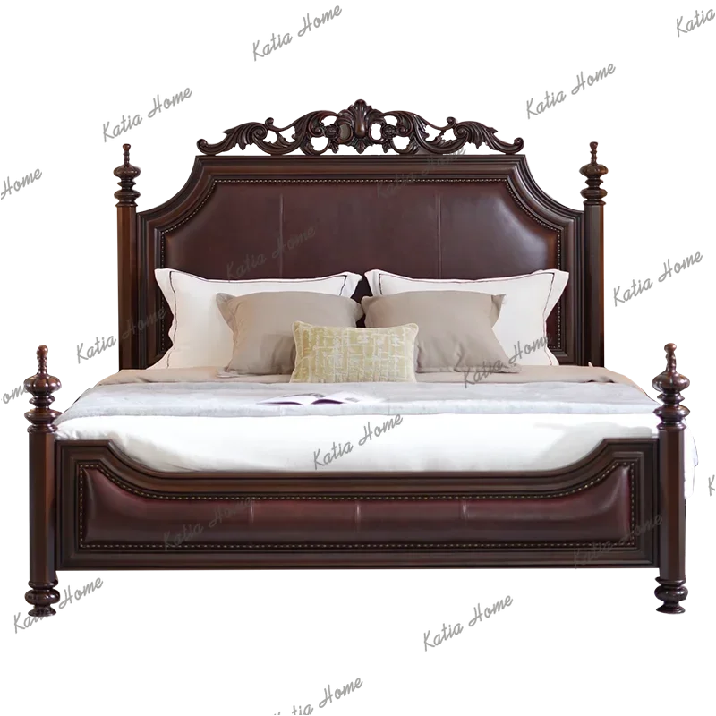 Factory Direct Designer Rustic Double Bed Frame Wood Italian 180X200Cm Luxury Beds Bedroom Adults Modern Camas De Dormitorio Fur