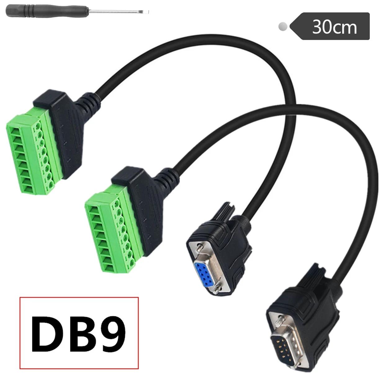 DB9 D-SUB 9-Pin RS232 Male Female To AV 8 Pin Bolt Screw Terminal Solderless Adapter Connector Cable Computer Host Signal Module