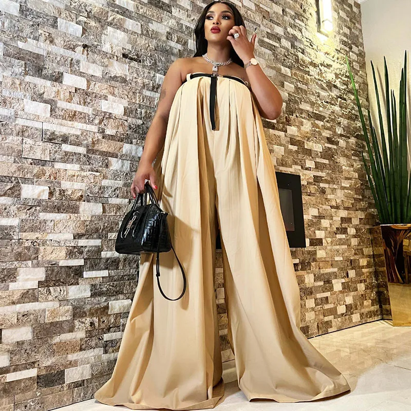 

Off Shoulder Wide Leg Jumpsuit for Women Palazzo Pants Night Club Outfit Strapless Romper One Pieces Overalls Combinaison Femme