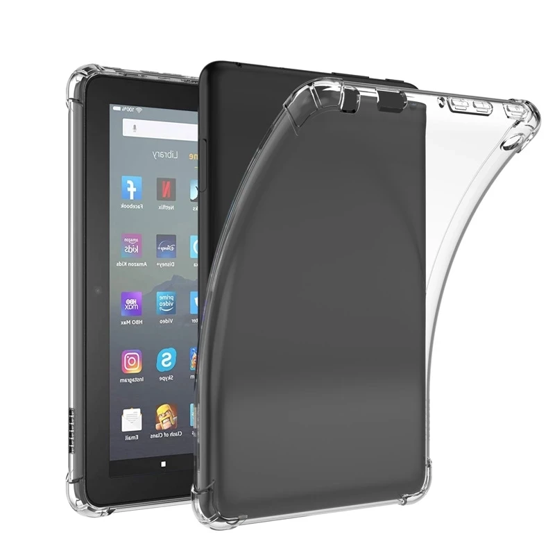 

For Kindle Fire 7 2022 2019 2017 Case Transparent Silicone TPU Back Tablet Cover for Kindle Fire 7.0 inch Case Funda