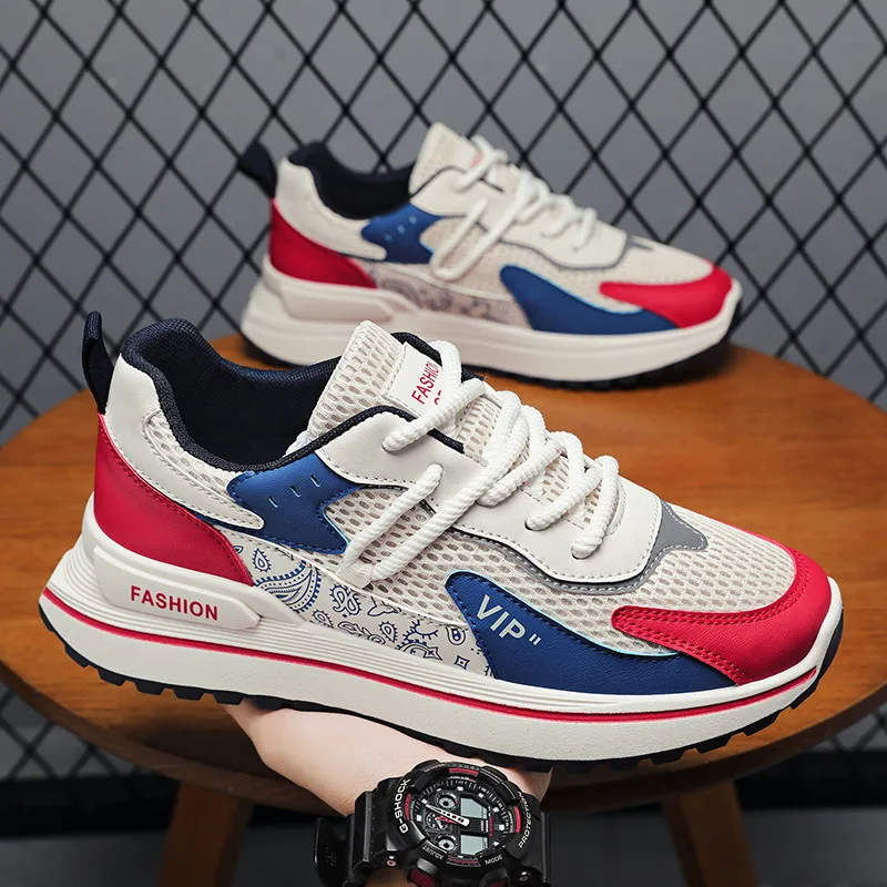 

2025 New Patchwork Sneakers Men's Running Shoes Fashion Platform Trend Shoes Women Comfort Breathable Mesh Casual Sneakers Men