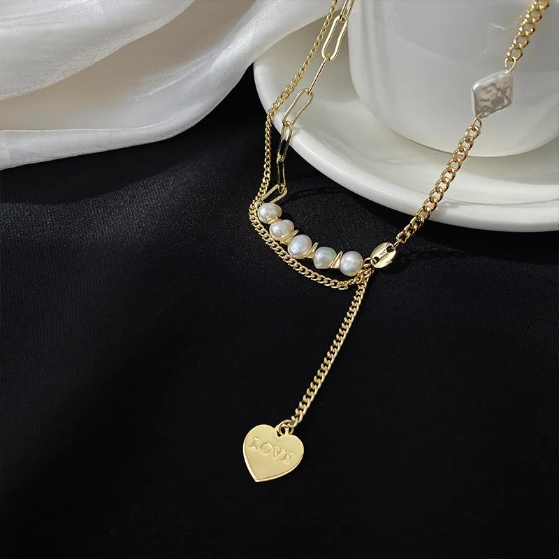 Romantic Love Heart Natural Baroque Freshwater Pearl 14K Gold Filled Female Necklace For Women Wedding Gifts No Fade