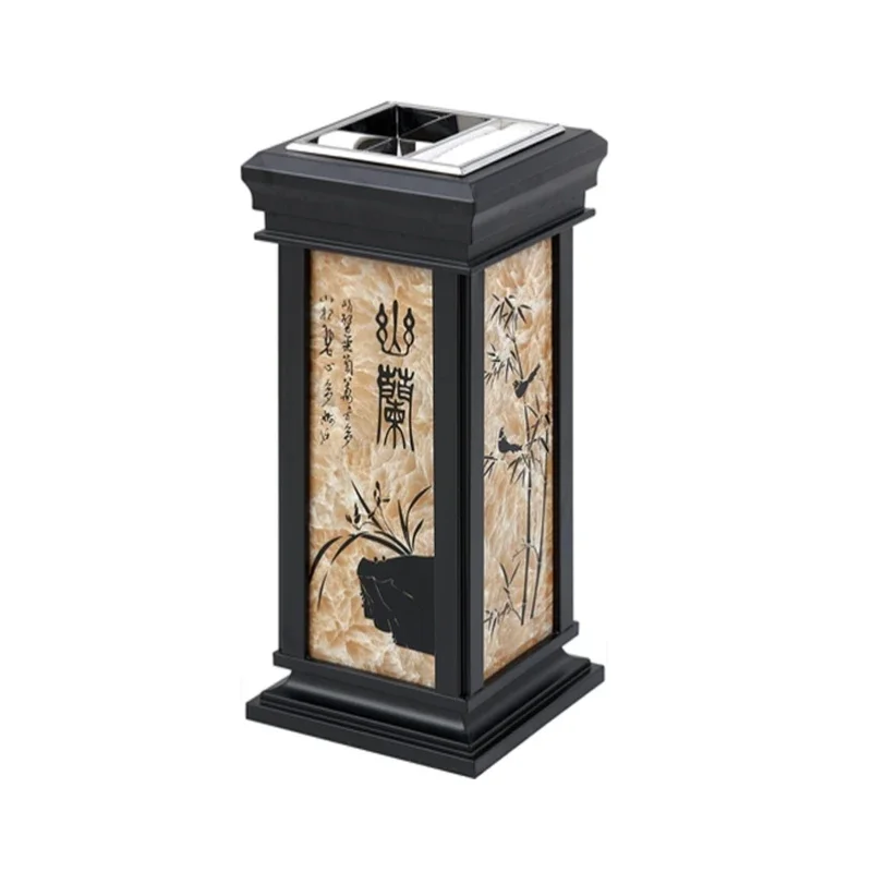 Creative antique trash can, hotel lobby elevator entrance fruit leather box vertical with ashtray