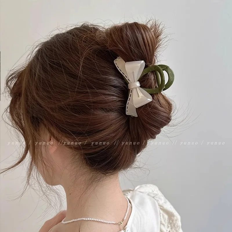 Acetate Bowknot Fashion Design Hair Claw Clips Headwear for Women 2024 Korean Sweet Colorful Delicate Hairpin Hair Accessories