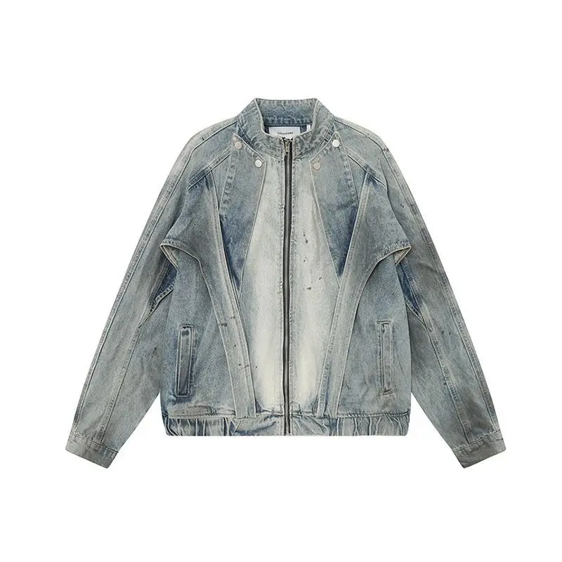 Niche Designer Style Fall Men's Clothing American Style Old High Street Denim Jacket Coat