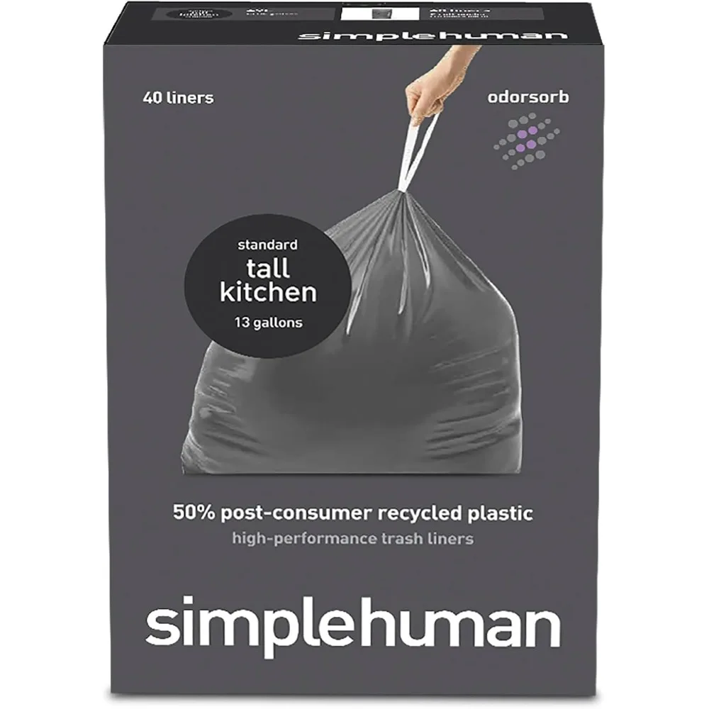 

Eco-Friendly Tall Kitchen Drawstring Trash Bags, 13 Gallon, 40 Count - Made from Recycled Materials