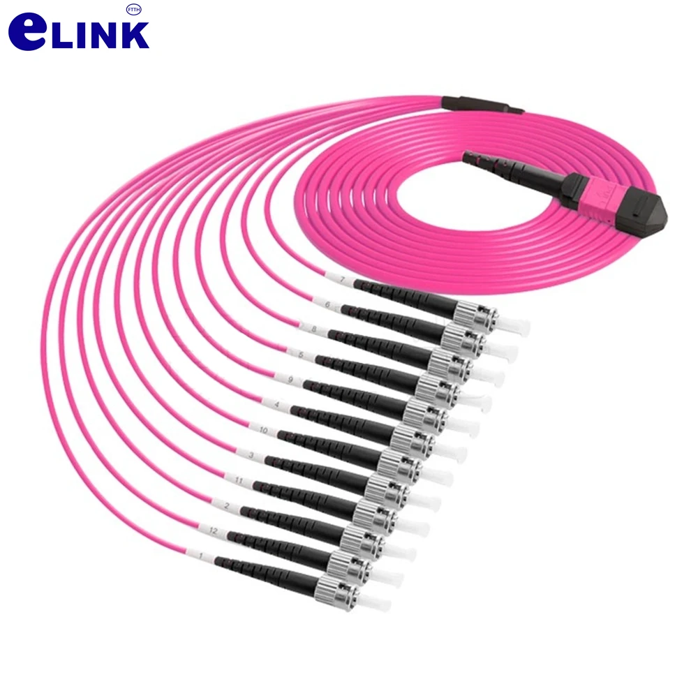 Imagem -05 - Mpo-st Patch Cord tipo a 12 24 Núcleos Feminino mm Mtp8st 12st Fibra Breakout 8c 12c Ftth Elink 150m10m