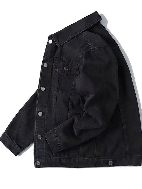 

Американская повседневная тяжелая мужская джинсовая куртка в стиле ретро, осеннее свободное модное брендовое пальто с отложным воротником, рабочая одежда