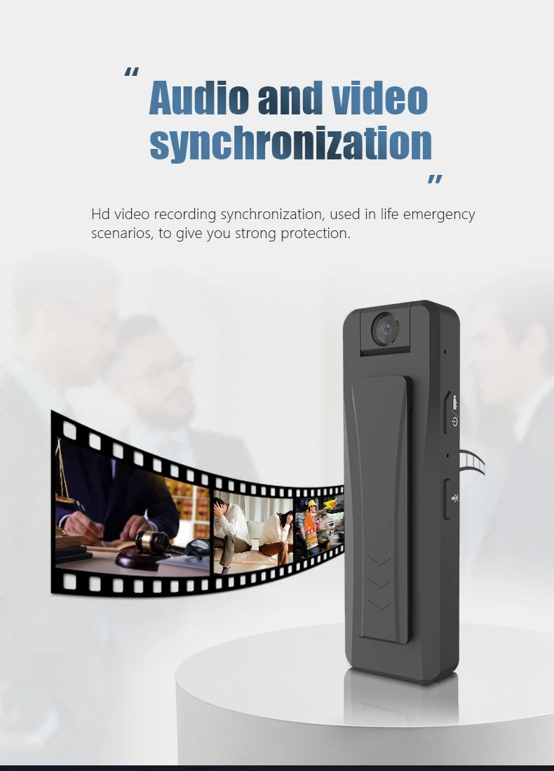 Obrotowy korpus obiektywu, noszony na ciele, mini rejestrator wideo i dźwięku 1080p, z funkcją bezpieczeństwa.