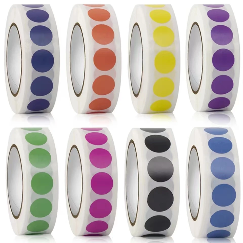 1000 PCS Color Dot Label Sticker Classification Mark Coated Paper Sticker Rolls Kawaii Stationery Aesthetic