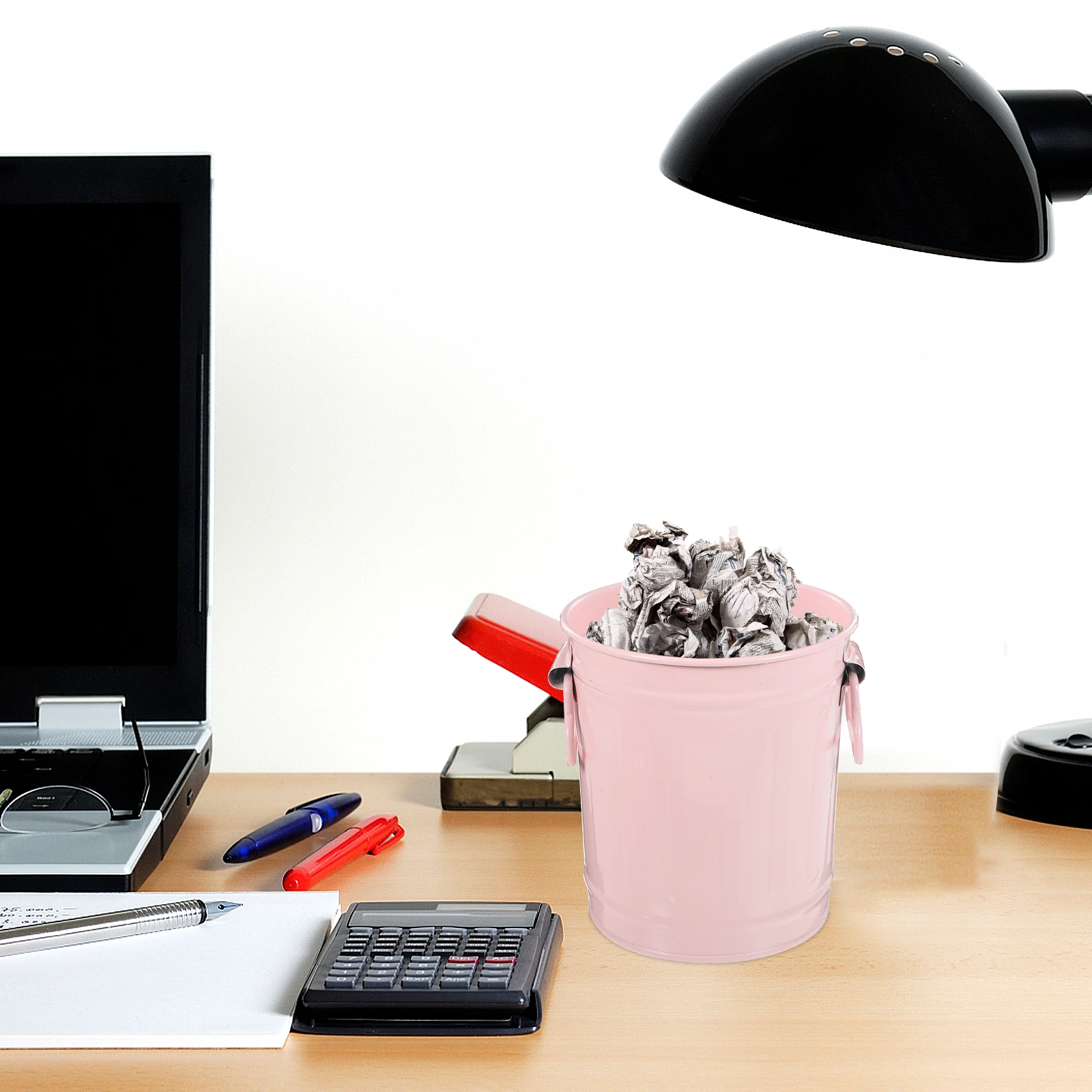 

1pc Stylish Metal Desk Trash Can With Lid Large Capacity Odor Proof Garbage Container For Office Home Bathroom Multi Functional