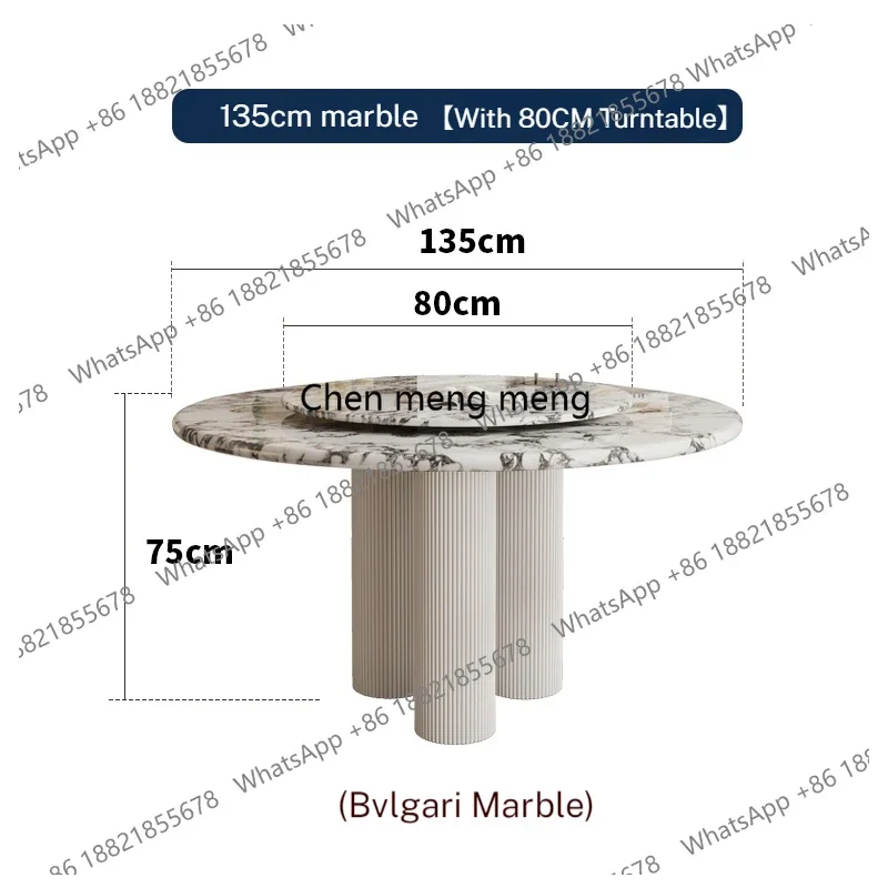L07 Upscale Round Marble Table Set - French Round Marble Table with Cream Chairs,Inspired Modern Aesthetic for Modern Apart