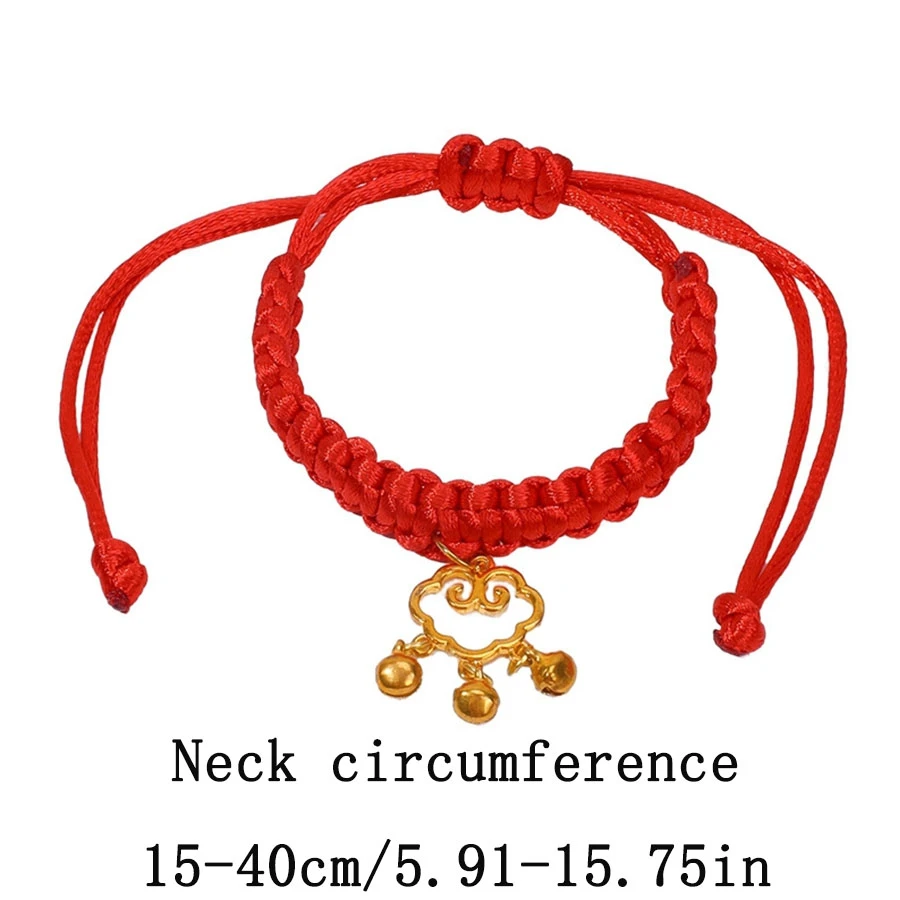 1PC Pet Collar Cat Neck Adjustable Handwoven Red Rope Dog Necklace