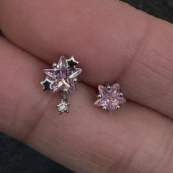 

PONYKISS стерлингового серебра 925 пробы с цирконием, мини-серьги-гвоздики с асимметричными звездами для женщин, минималистичные милые ювелирные аксессуары