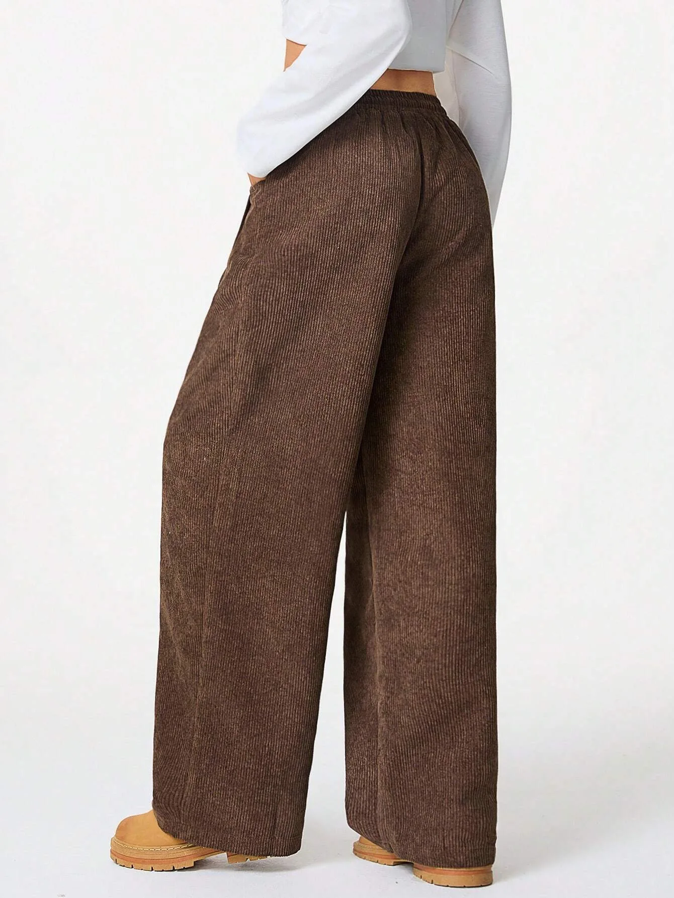 2025 Autumn/Winter New Style Loose-fit High-waist Casual Versatile Drapey Drawstring Wide-leg Pants