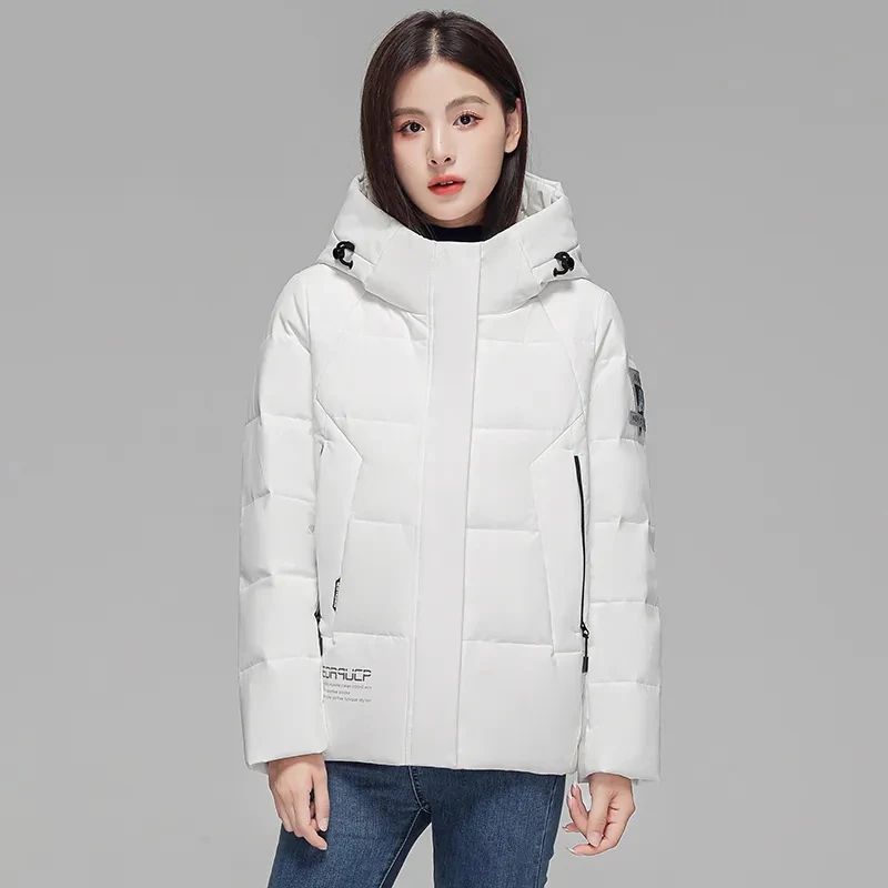 Formal Short White Down Jacket Women's Outwear Fashion Loose Hooded Thicke Warm Parker Coat 2024 New Y2k Winter Down Jacket