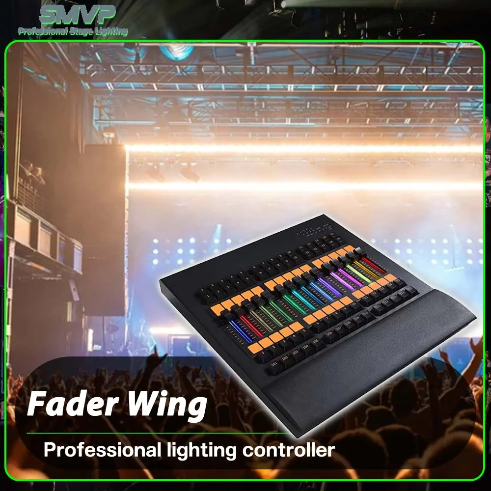 

New Fader Wing Console With Electric Push Rod RGB Backlight DMX512 Stage Light Controller For DJ Disco Party Wedding Concert