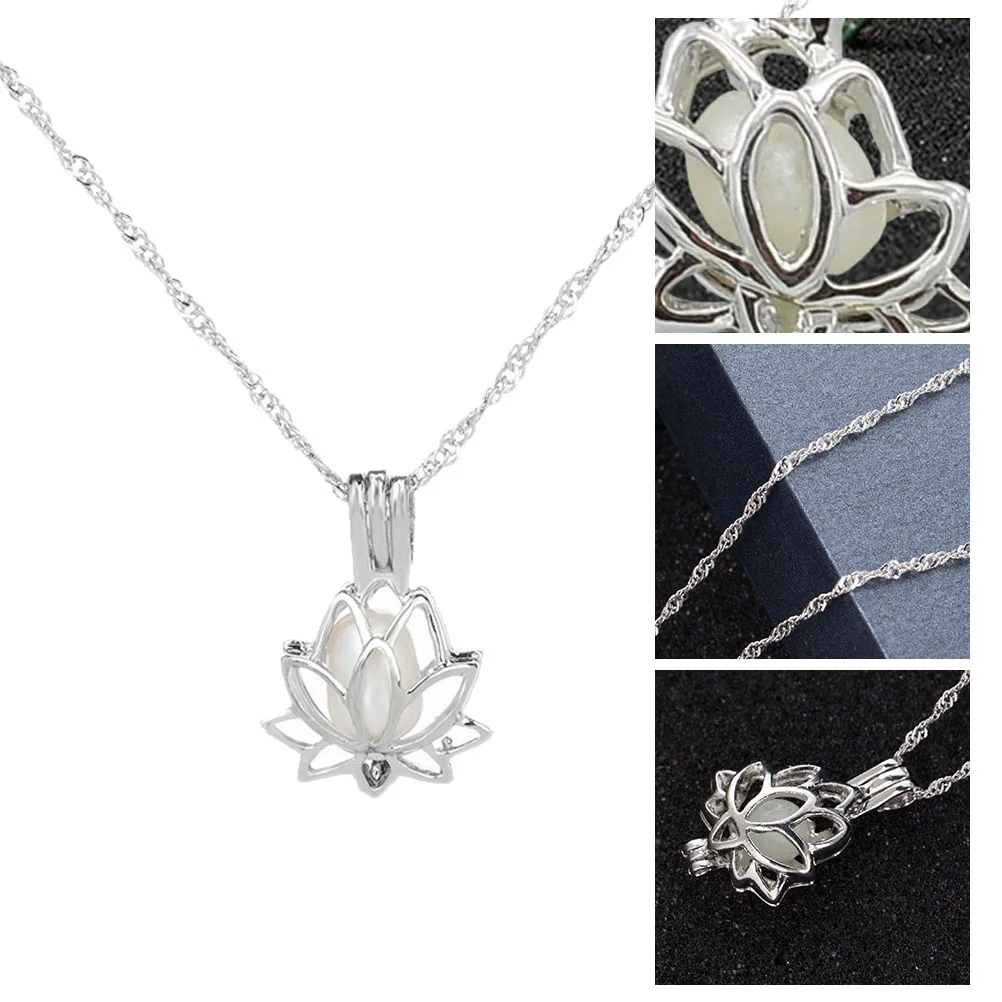 Collana luminosa notturna Gioielli da yoga per donna Ciondolo a forma di fiore Girocollo regolabile Decorazione semplice e luminosa per il collo delicata sulla pelle