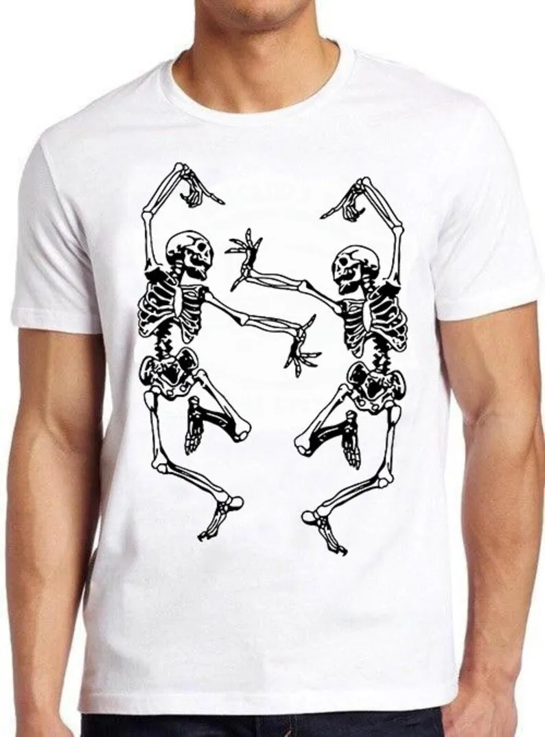 

Halloween Party Dancing Skeleton Skeletons Men Women Unisex Funny Retro Cool Top Tee T Shirt 514