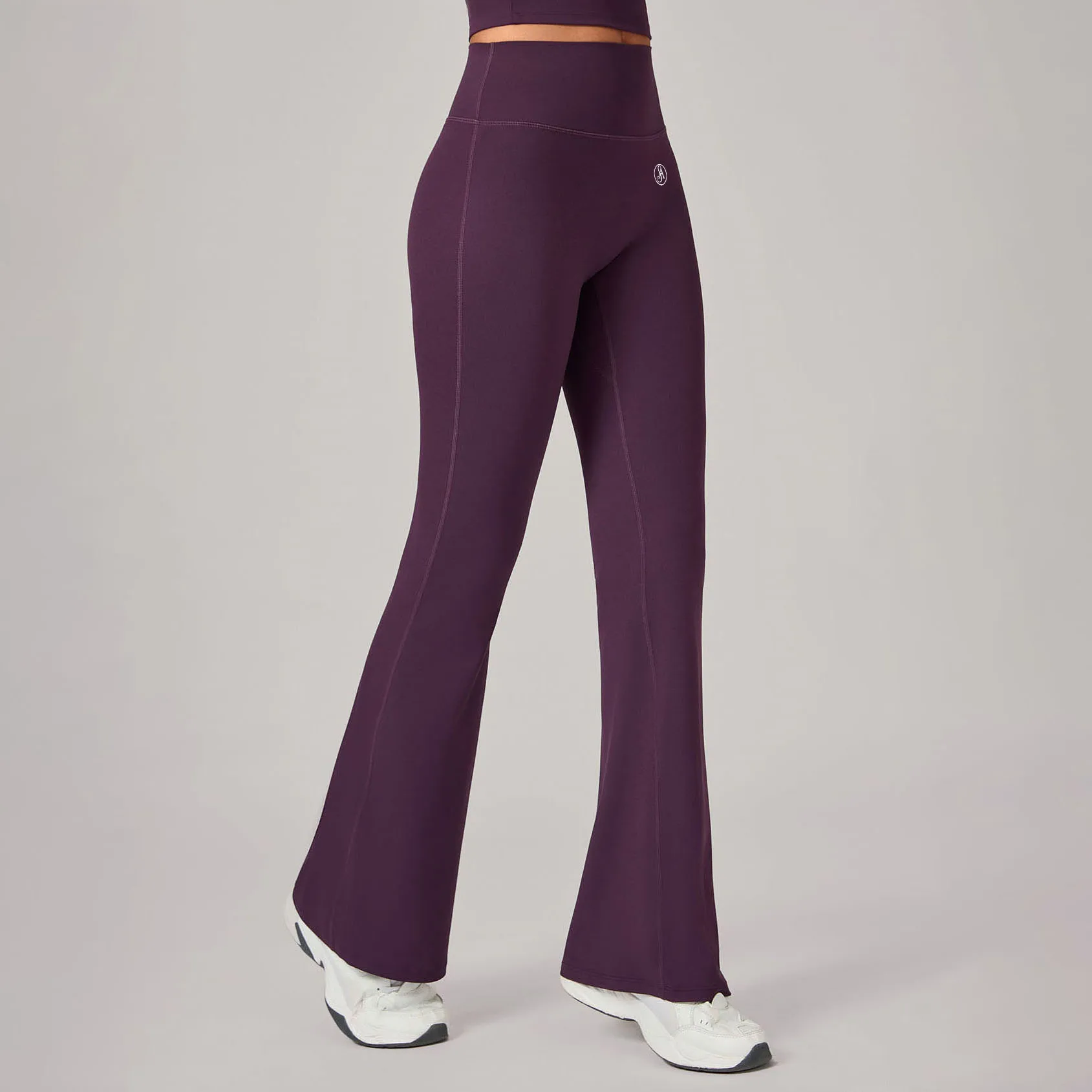 Allure The Brand High Waisted Waist Cinching Hip Lifting Fitness Exercise Elastic Bell Bottom Pants Women Casual Outdoor Running