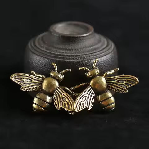 Solid Brass Insect Honeybee Figurines Miniatures Tea Pet Funny Beetle Crafts Collection Desktop Small Ornaments Home Decorations
