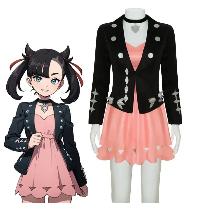 

Anime Marnie Cosplay Costume Adult Women Girls Dress Coat Necklace Headwear Outfits Halloween Carnival Role Play Uniform