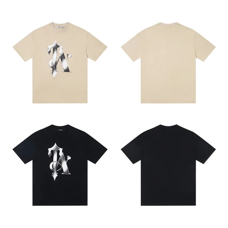 

Повседневная хлопковая футболка с принтом, комплект для мужчин и женщин, удобная летняя одежда свободного покроя, круглый топ Ne ort Sve