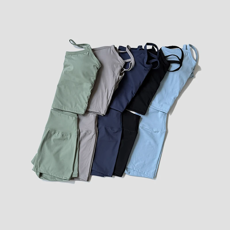 

Soft 2Pcs Gym Yoga Set Women Backless Tank Top High Waist Scrunch Shorts Gym Suit Fitness Clothes Activewear Workout Set