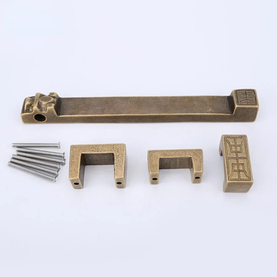 New Chinese Style Solid Brass Door Latch Vintage Wooden Door Pure Copper Large Latch Anti-theft Door Lock Bolt