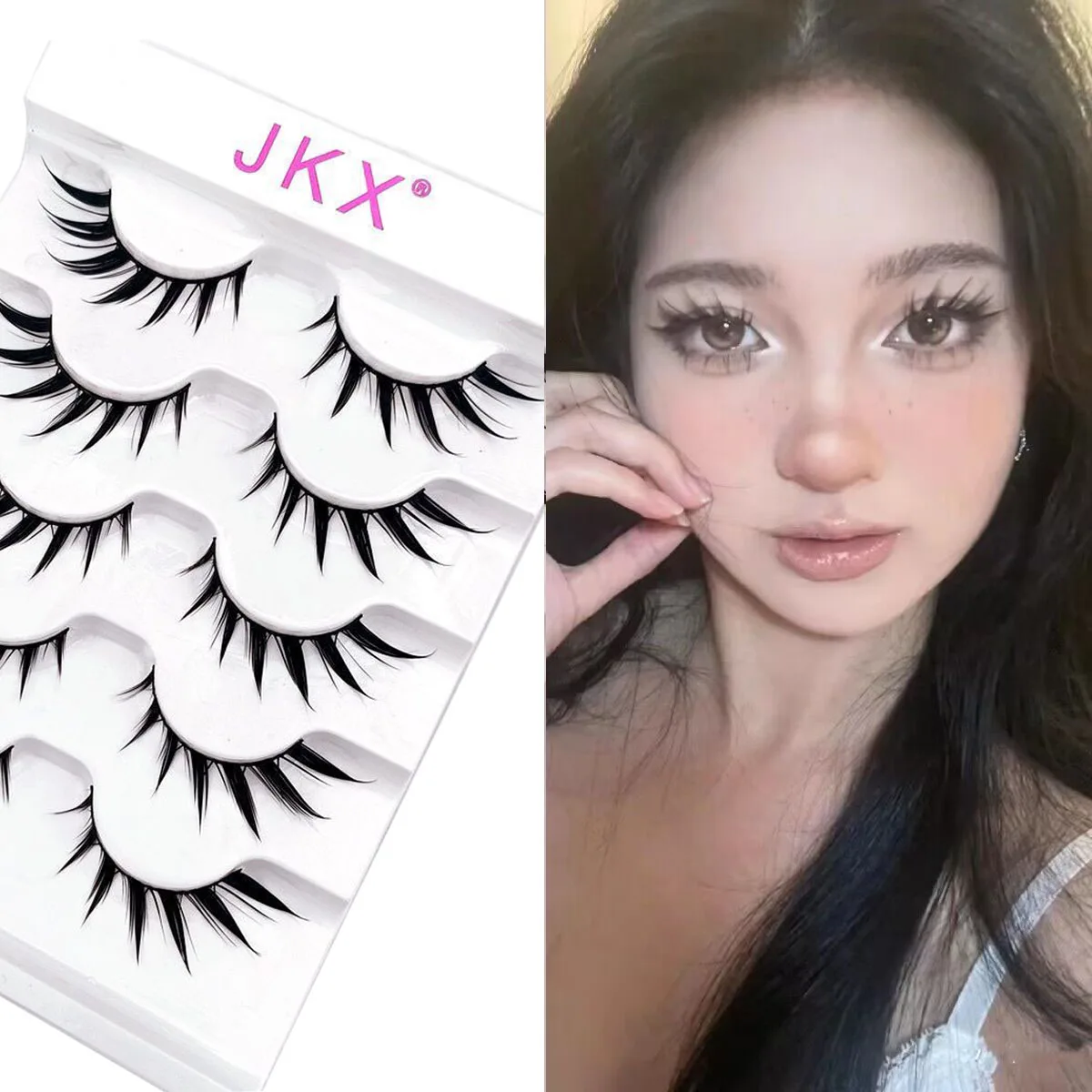 Faux cils de style japonais, maquillage optique, extension de cils, cils cosplay, faux cils manga, 5 paires