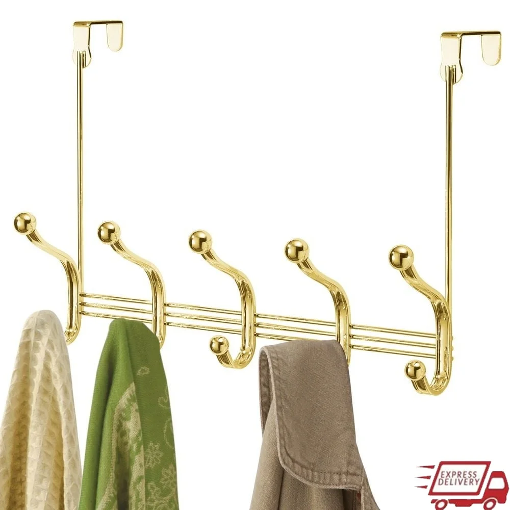 

Over-The-Door 10-Hook Storage Rack Durable Steel Organizer Coats Bags Towels Scarves Easy Installation Compact Design