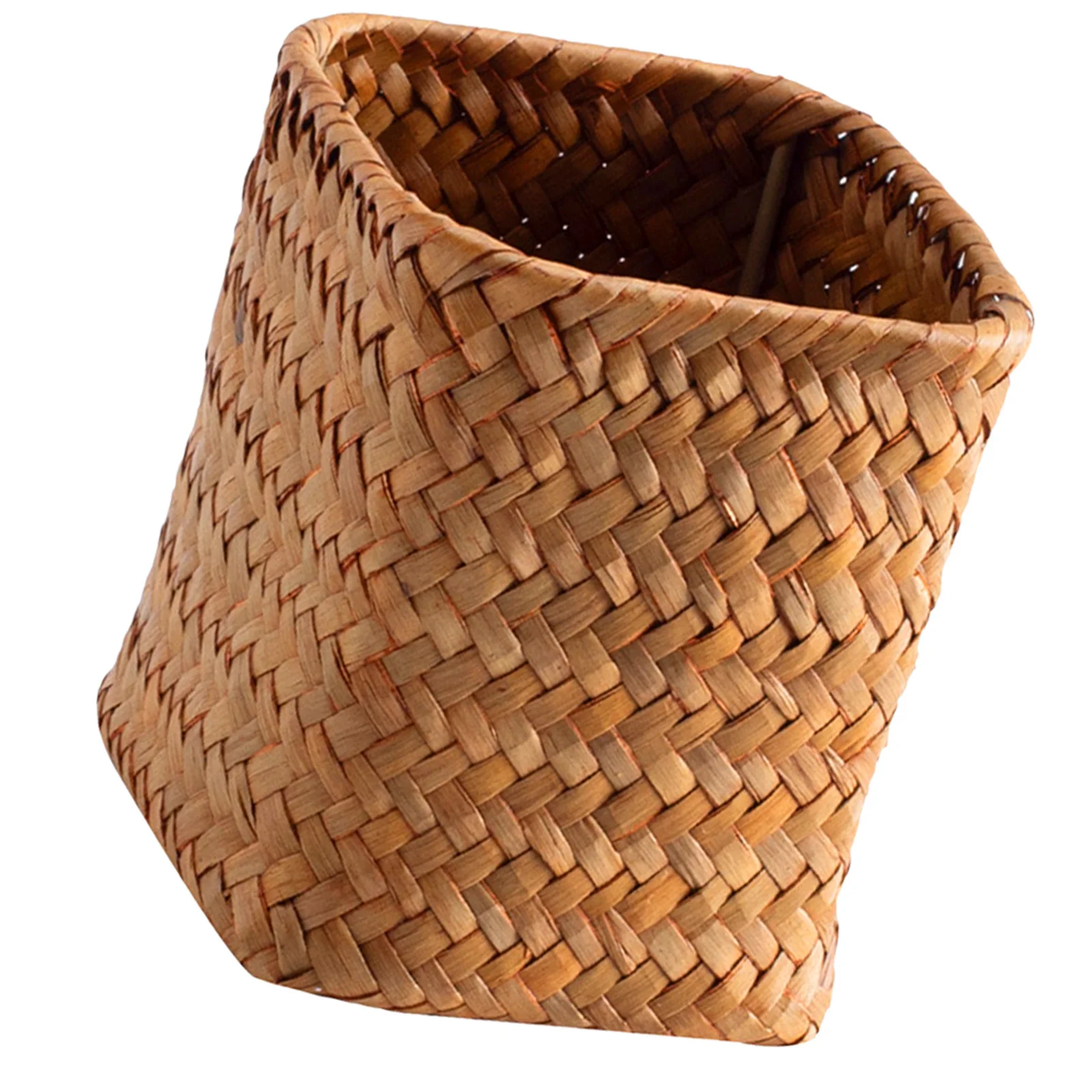 

Desktop Pen Organizer Straw Woven Pencil Holder with Large Capacity for Makeup Brushes Cutlery Remote Control Rustic Decor Style