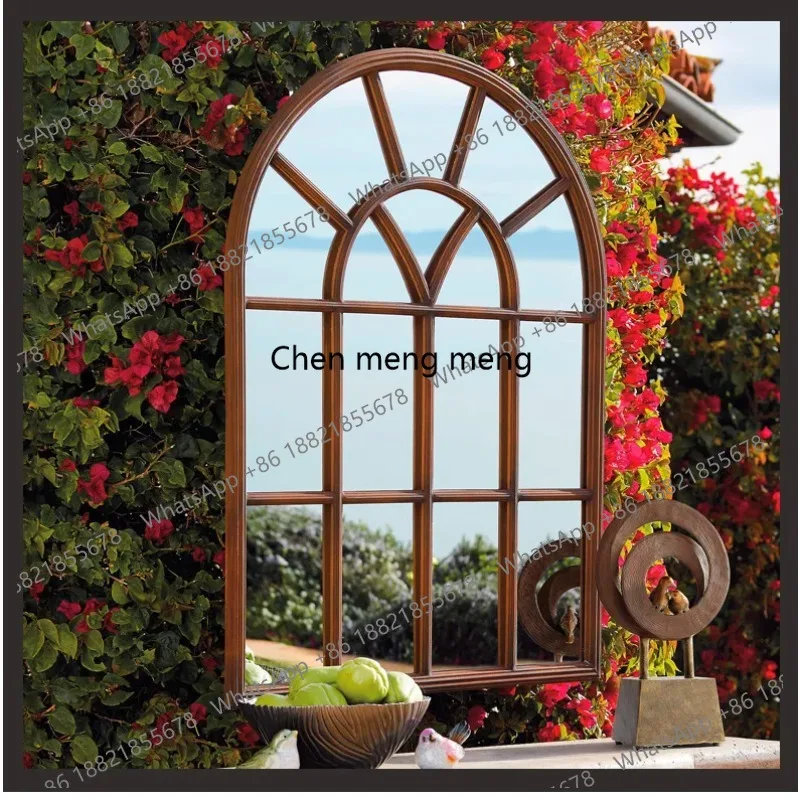 European false window fireplace sofa background wall decoration hanging mirror wall