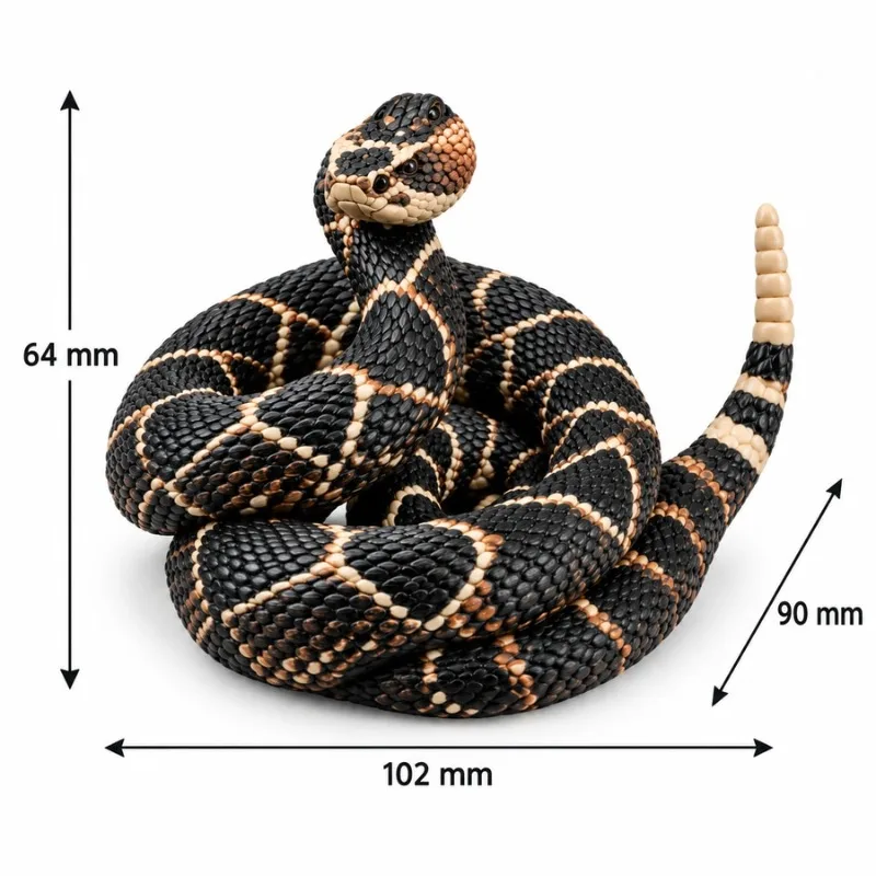 Plastic Rattlesnake Animal Figurine Realistic Coiled Snake Model Wildlife Reptile Desktop Decoration Tabletop Ornament