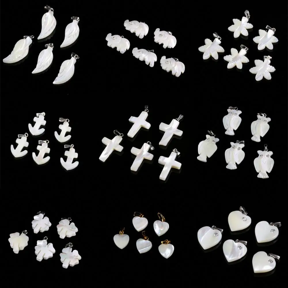 Natural white Shell Pendants Mother of Pearl Abalone Shell Exquisite charms For jewelry making DIY Necklace accessories