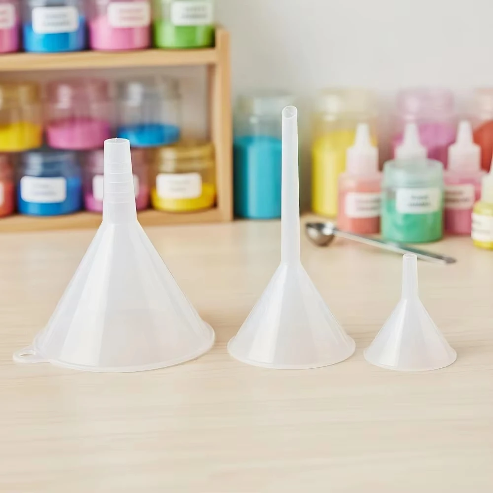 1/3Pcs Lab PP Funnels Reusable Clear Plastic Funnel Set Kitchen Funnel Lab Bottles Essential Oils