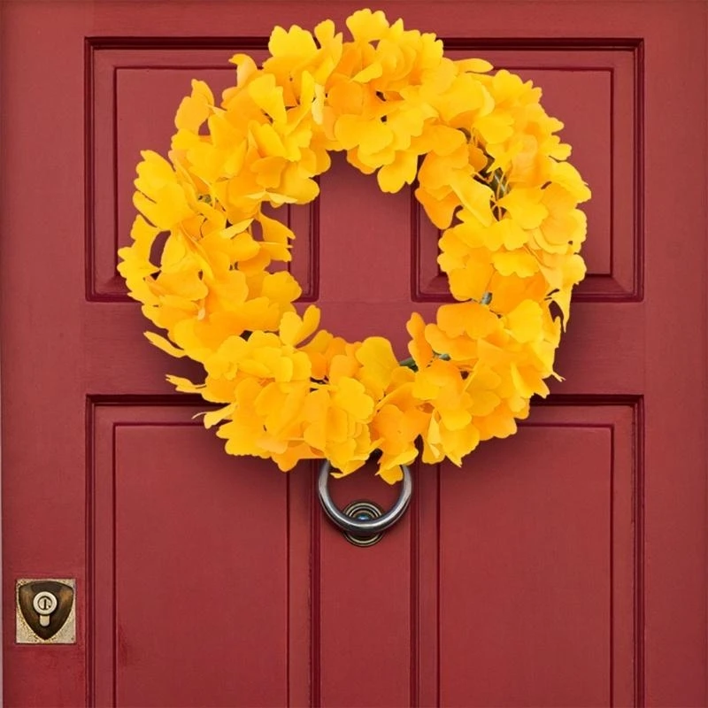 

Festive Artificial Ginkgo Biloba Wreath for Fall Homes Decorations 15UB