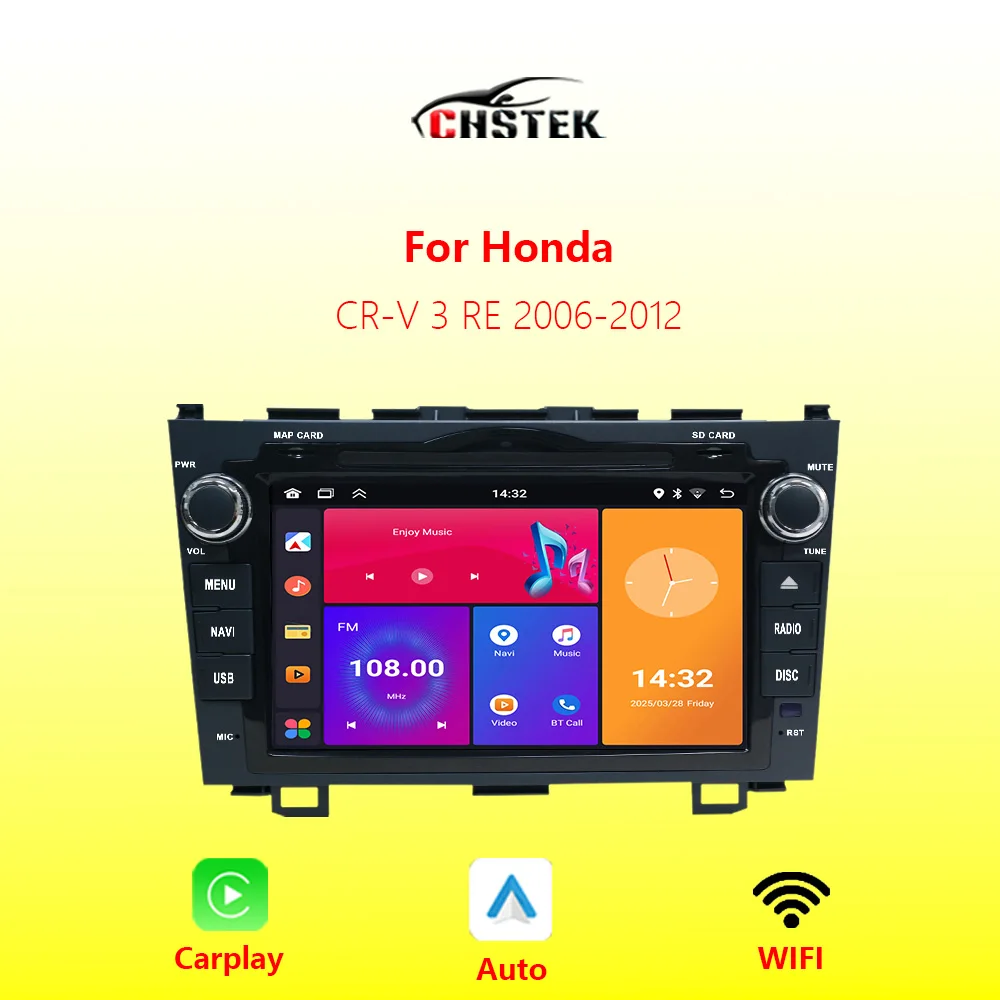 Car Radio Carplay GPS For Honda CR-V 3 RE CRV 2006-2012 Android Auto Multimedia Stereo Navigation Bluetooth WIFI Player CHSTEK