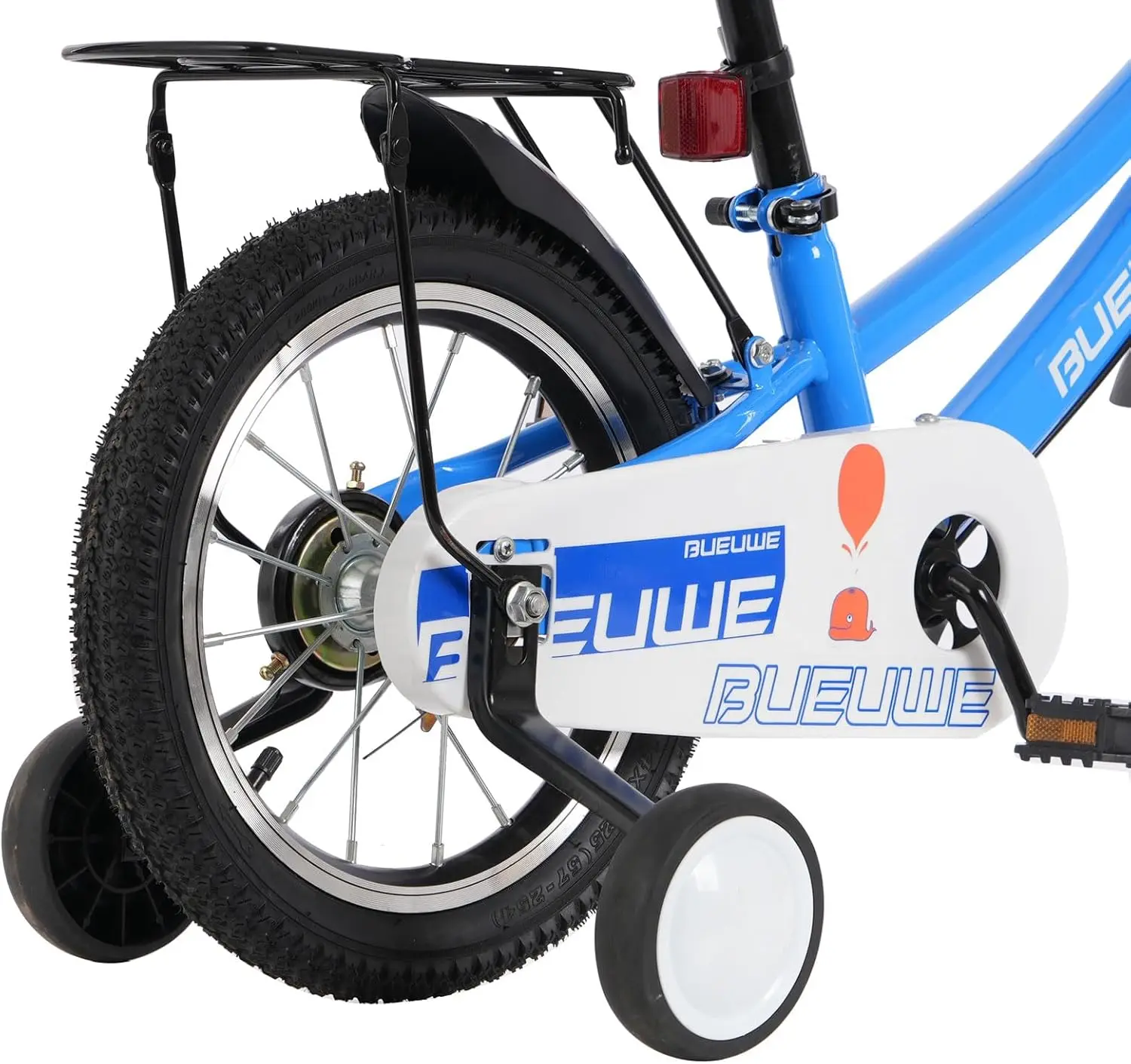 Rower dziecięcy 14/18 cali z hamulcami przednimi i tylnymi, kołami pomocniczymi, koszykiem, regulowany rower dla chłopców i dziewcząt w wieku 3–9 lat, pedały zabezpieczające.