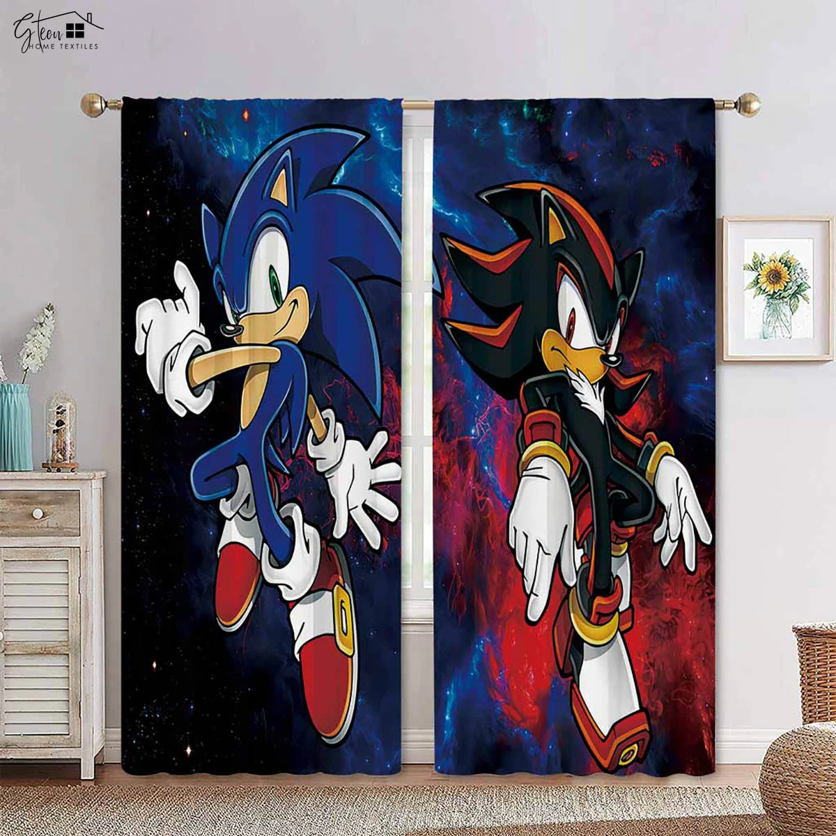 

Cartoon Animation Printed Curtains Kids Children's Room Window Decoration Curtains Easy To Wash And Care Home Decoration 2PCS