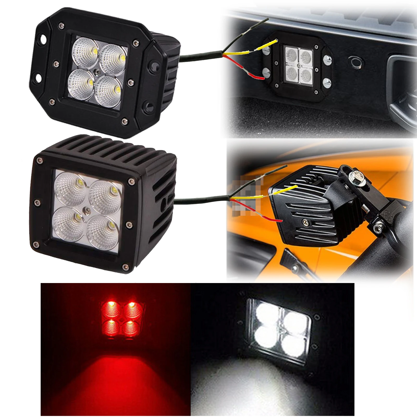 

Dual Colors 3inch LED Fog Driving Light 24W Red/White Work Light Pods Spot/ Flood Fog Driving Lamp for Car ATV Truck Motorcycles