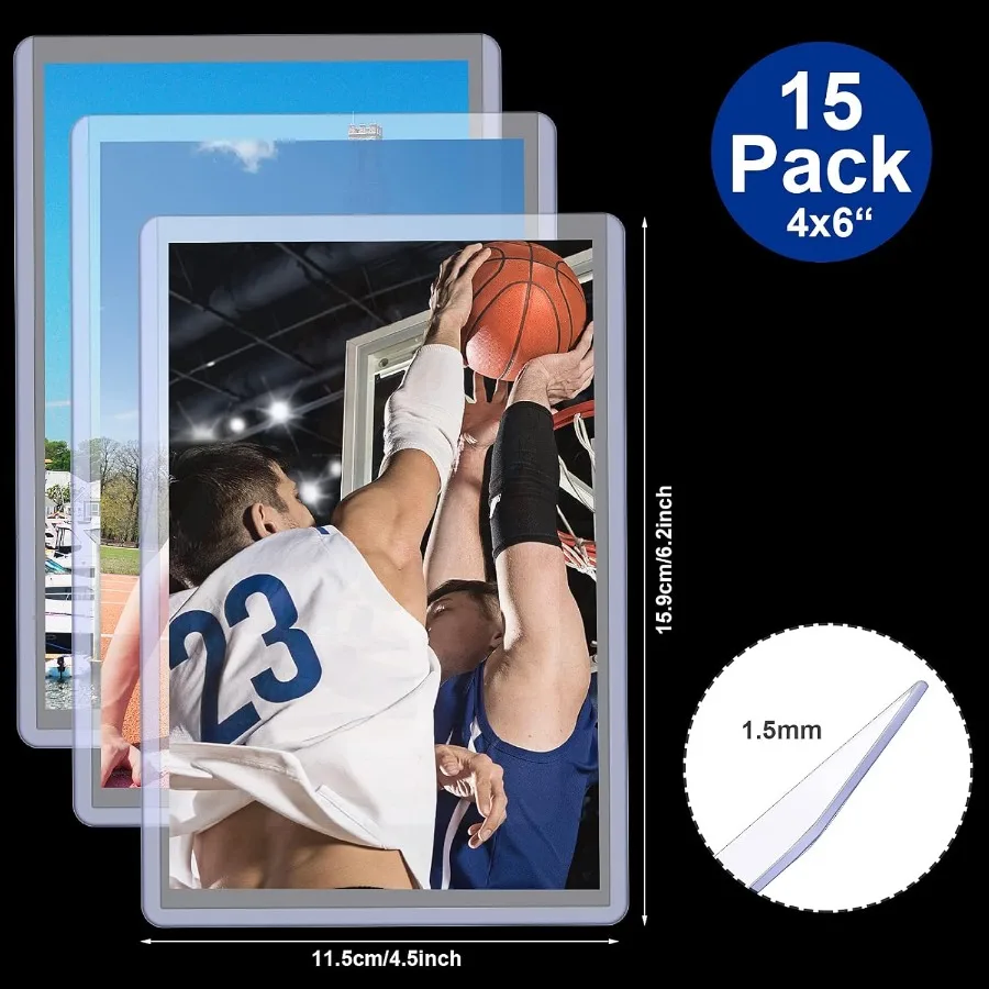 4 x 6 Ihes Portafoto in acrilico Custodia rigida in plastica per carte da baseball Protezione per foglio di maniche in acrilico trasparente per auto sportiva