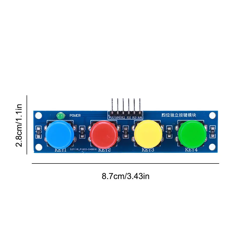 모자 및 LED 표시기가 있는 4개의 독립 버튼 키보드 모듈 키패드 모듈 Arduino 또는 Raspberry Pi용 고레벨 출력